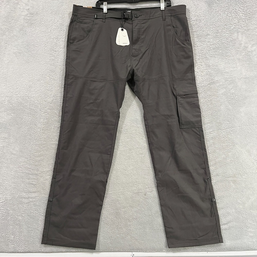 Prana Pants Mens 40x30 Dark Iron Stretch Zion Slim Pant II Hiking Cargo Belted